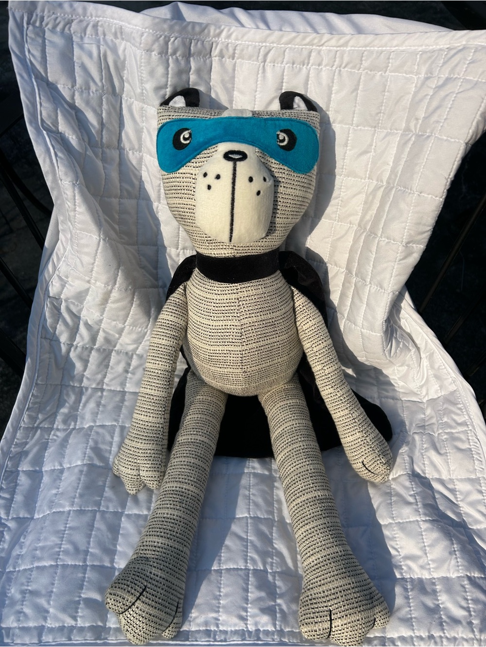 PillowFort Plush Cat Caper Superhero Blue Mask Black Cape Stuffed Animal 23" cat